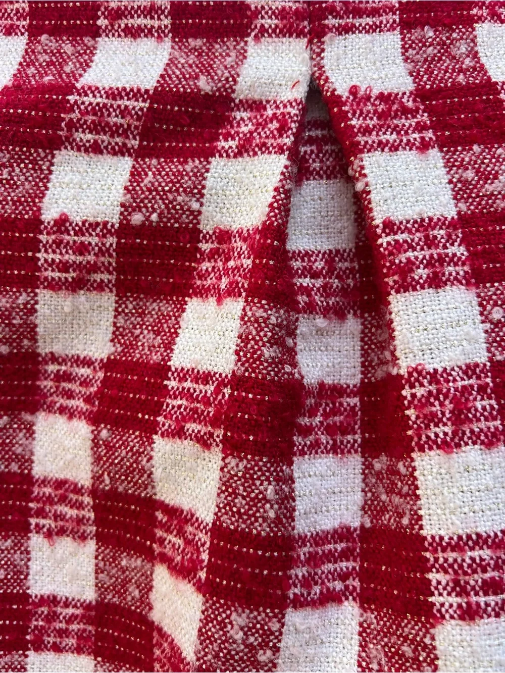 RACHEL ZOE Unique Red White Gingham Tweed Dress Coat Jacket Girls 6